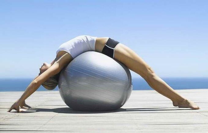 Fit ball exercises with thoracic osteochondrosis